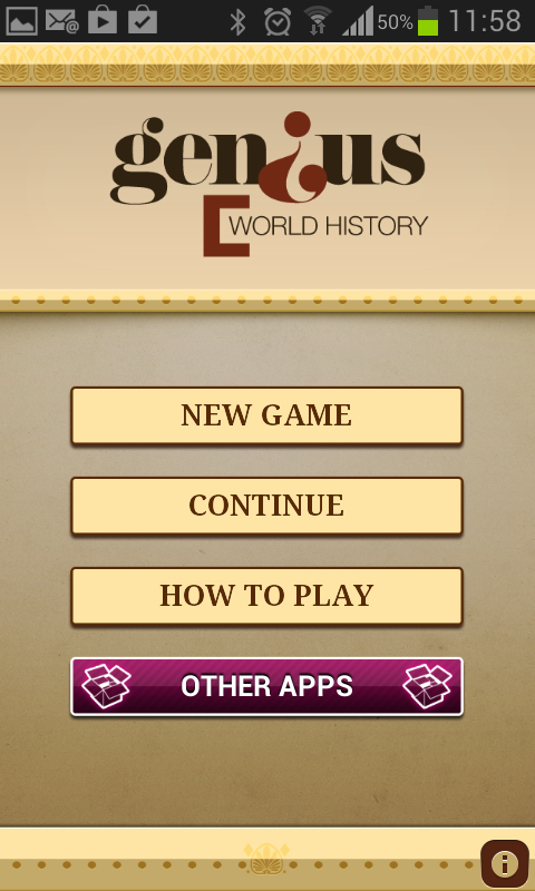 Genius World History Quiz Screen 1