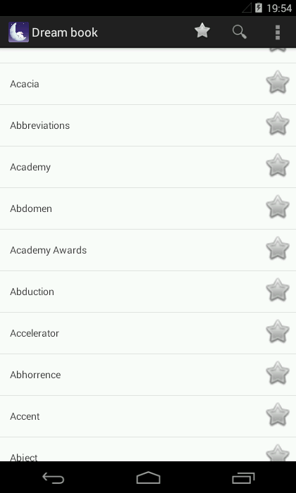 Android application Dreams Book screenshort