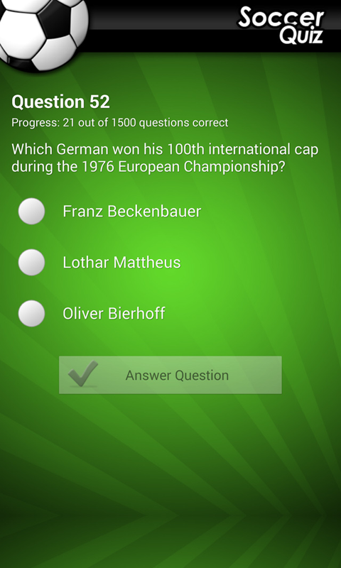 Ultimate Soccer Quiz Screen 3