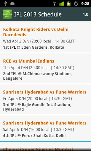 Cricket Schedule