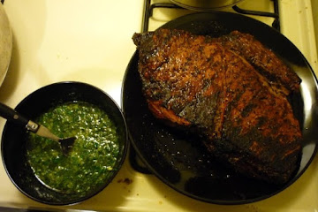 Perfectly grilled flank steak with chimichurri sauce