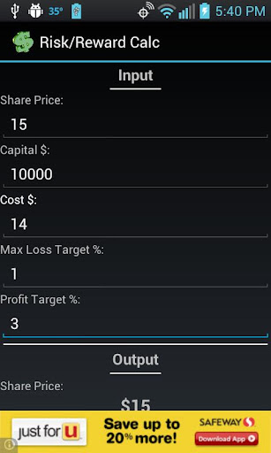 Stock Risk Reward Calc