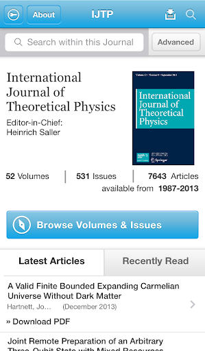 Intl J of Theoretical Physics