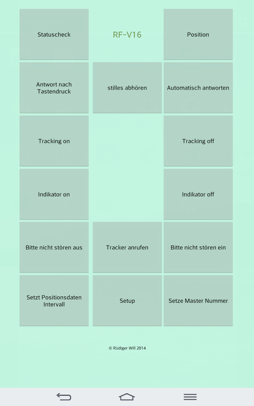 RF-V16 SMS Codes versenden Screen 1