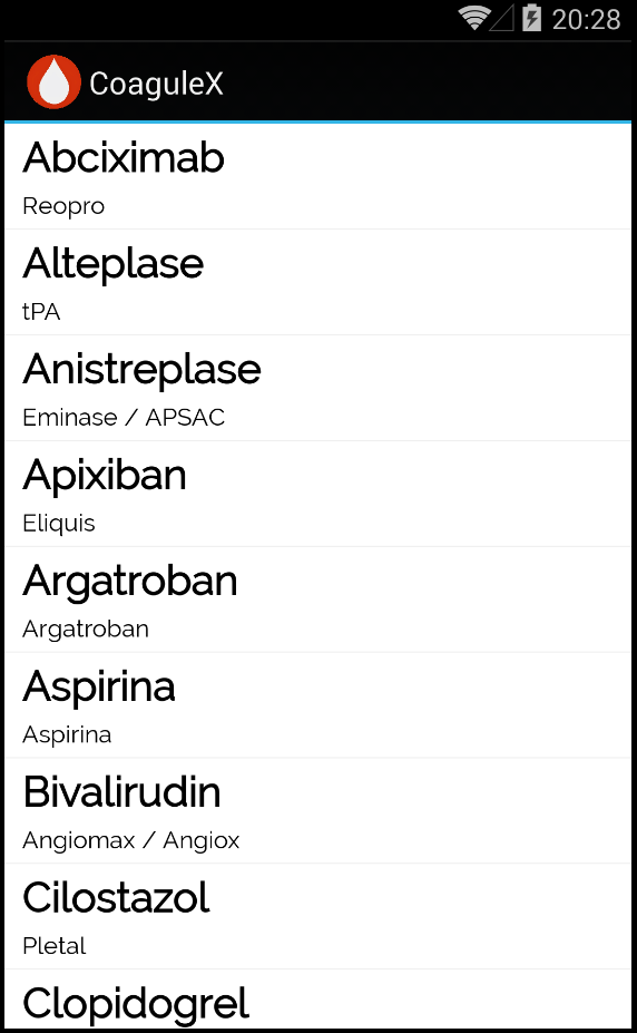 Android application CoaguleX screenshort