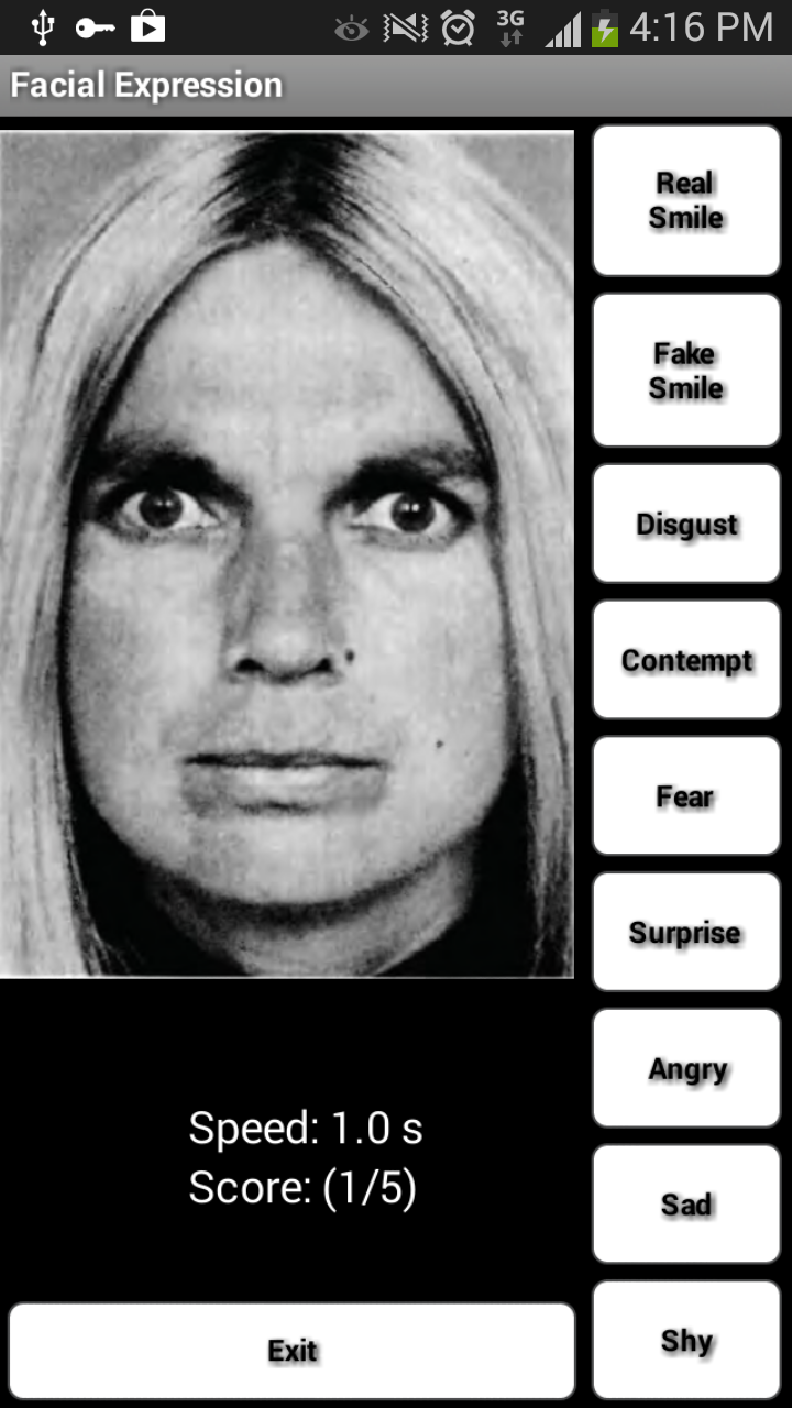Facial Expressions Training Screen 2
