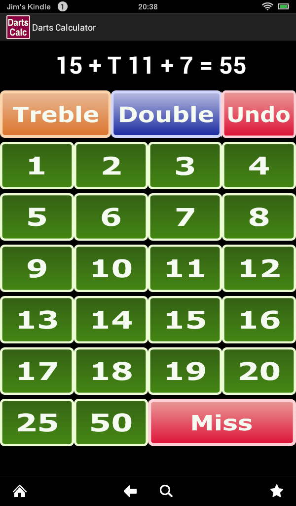 Darts Calculator Screen 2