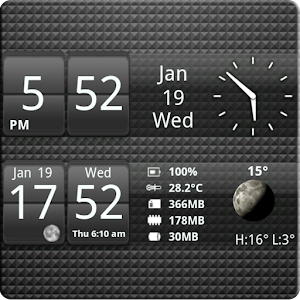 Sense Analog Small Black 4×1 – Android Digital clock widget with ...