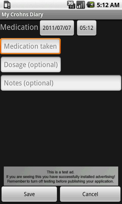 My Crohns Diary Screen 3