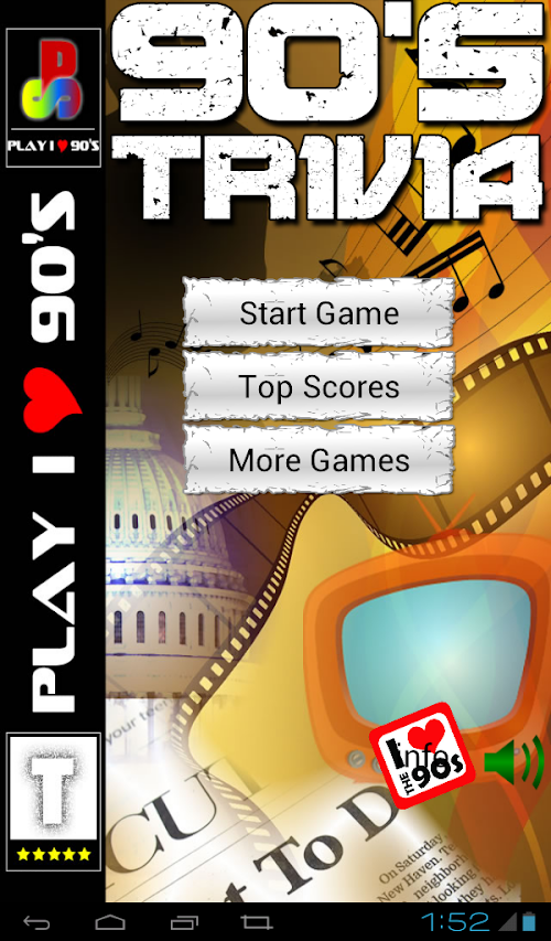 Android application 90s Trivia screenshort