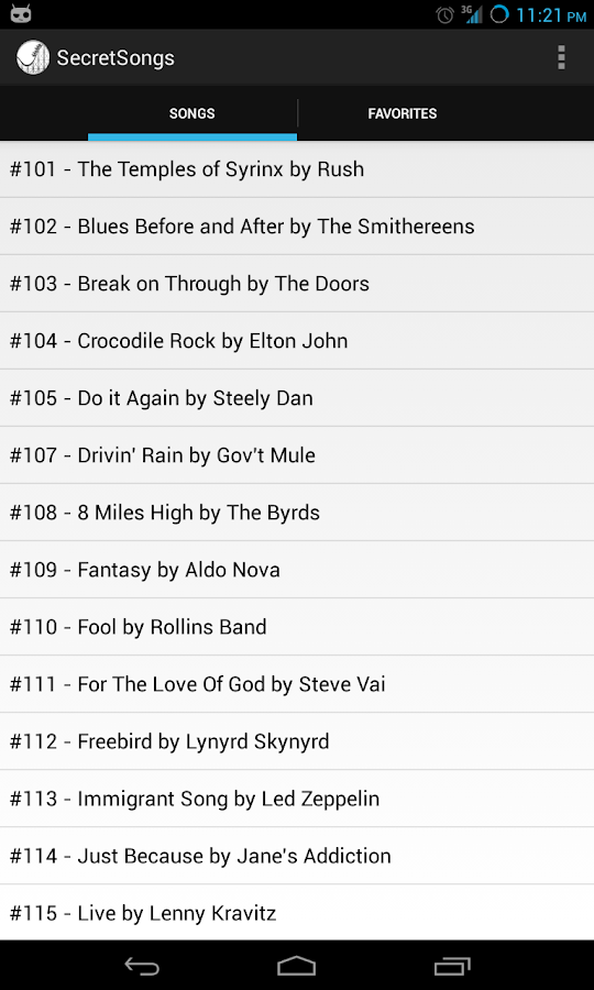 Secret Songs Screen 3