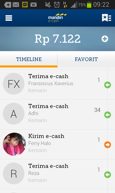 mandiri e-cash Screen 2