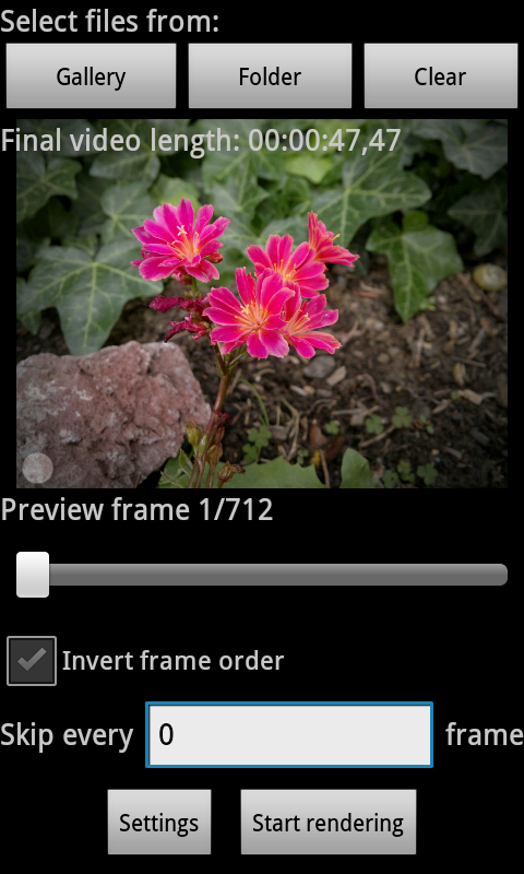 Android application FastMotion Time-Lapse Recorder screenshort
