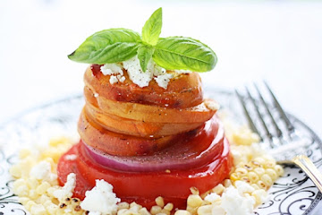 Grilled Peach Salad with Basil Vinaigrette