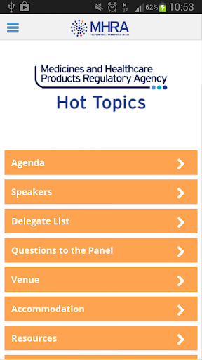 MHRA Hot Topics Event App 2014