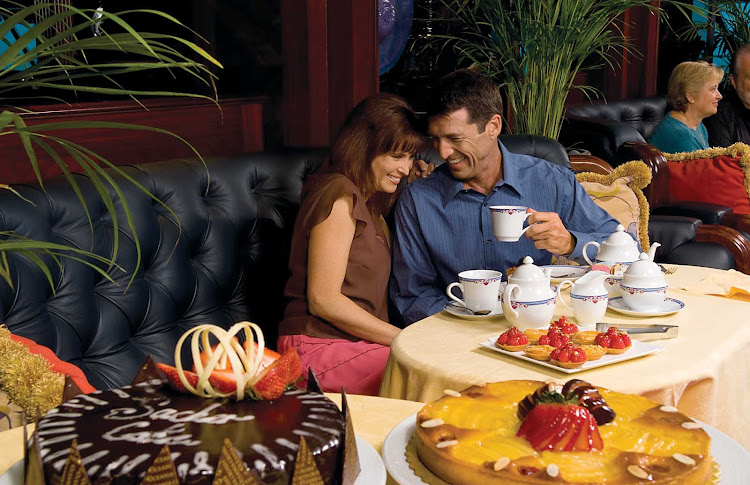Travel on Oceania Nautica and enjoy a relaxing, intimate afternoon tea steps away from panoramic views.