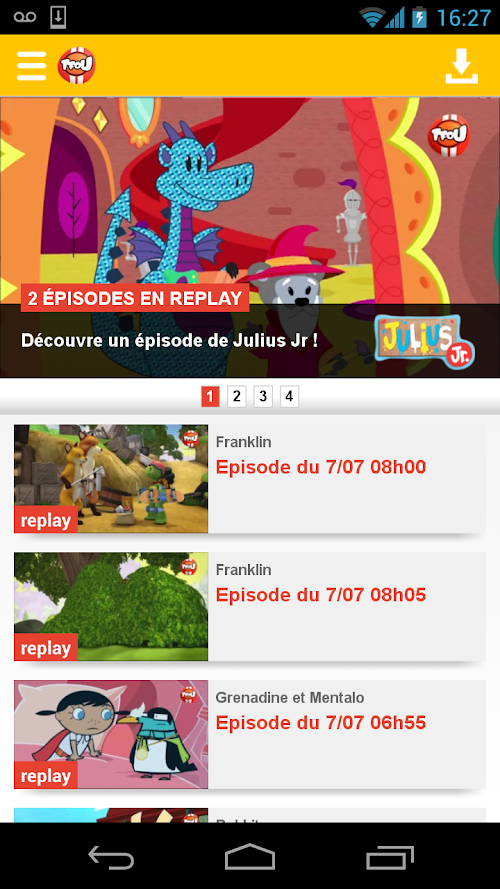 Android application TFOU screenshort