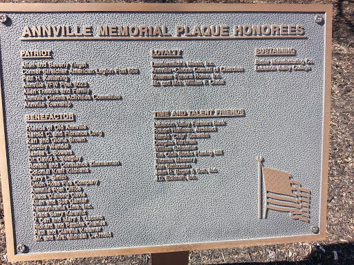 Annville Memorial Plaque Honorees