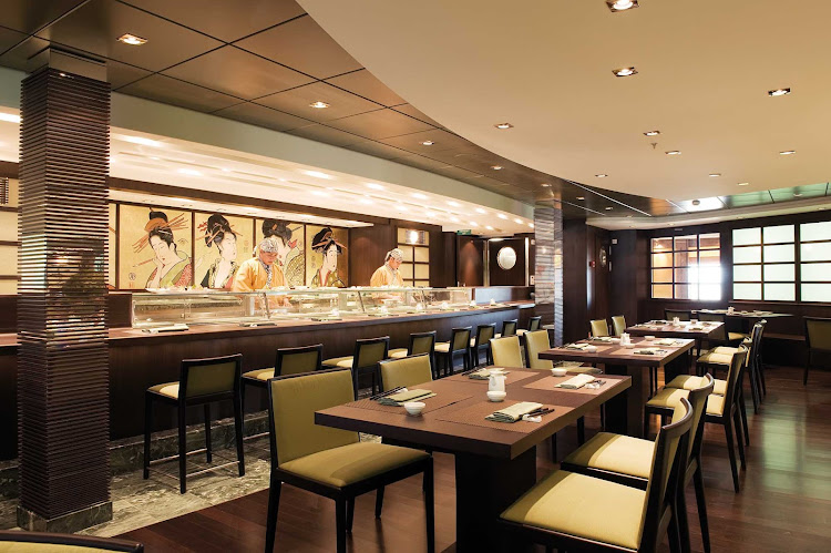 One of MSC Poesia's must-try specialty restaurants is the elegantly Asian Kaito Sushi Bar.
