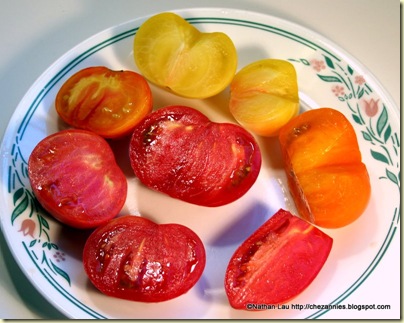 homegrown heirloom tomatoes sliced