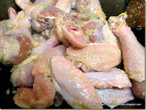 Chicken coated with Garlic-Ginger Paste
