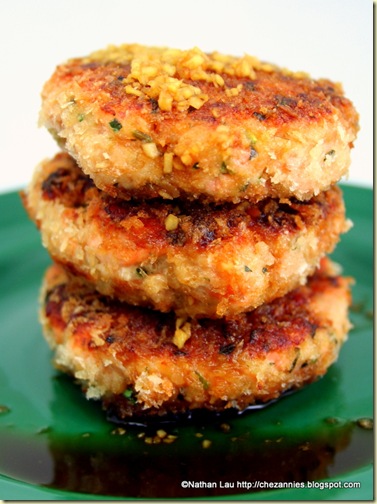 Wild Salmon Cakes with Kaffir Lime and Ginger