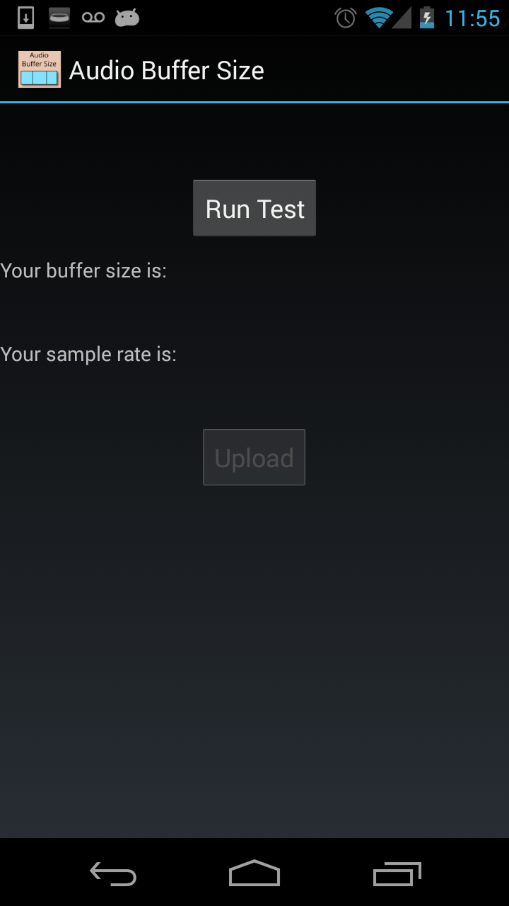 Audio Buffer Size Screen 1