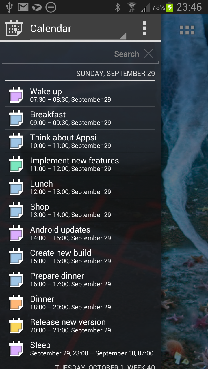 Appsi Calendar plugin Screen 1