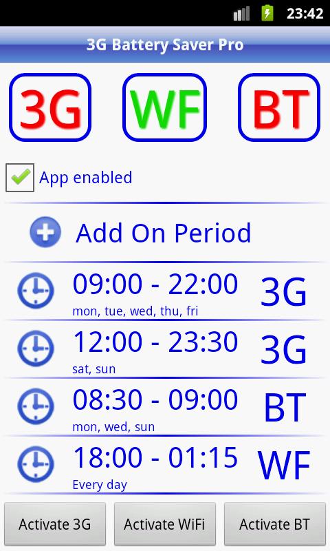 3G Battery Saver Pro + WiFi BT Screen 1