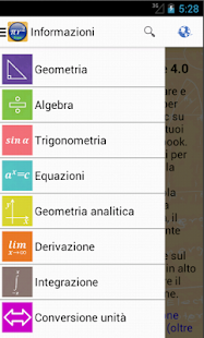 Screenshot dell'applicazione Android Maths Formulas Free