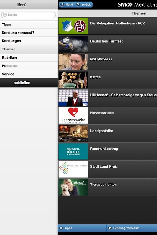 Android application SWR Mediathek screenshort