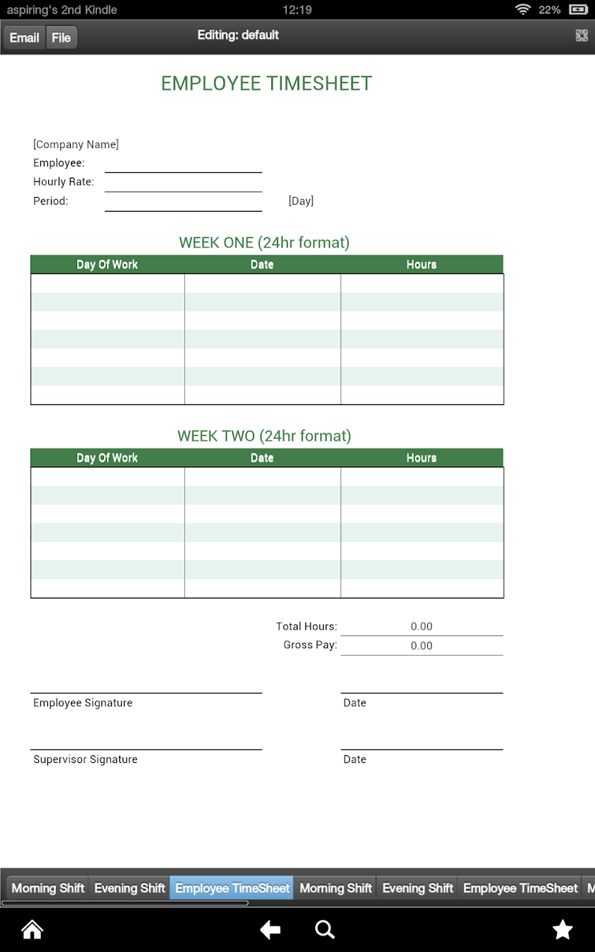 Employees Timesheet Screen 3