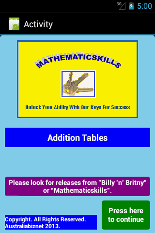 Addition Tables