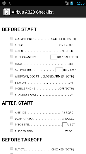 Airbus A320 Checklist