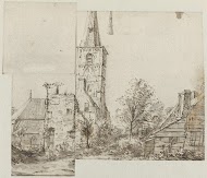 Gezicht op de kerktoren bij Rijnsburg