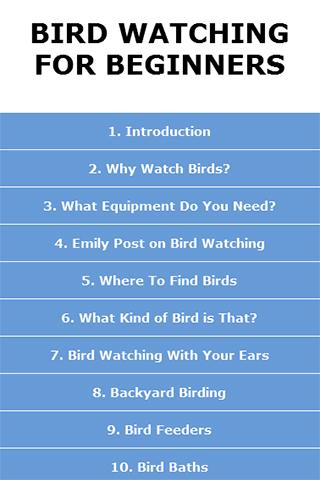 BIRD WATCHING FOR BEGINNERS