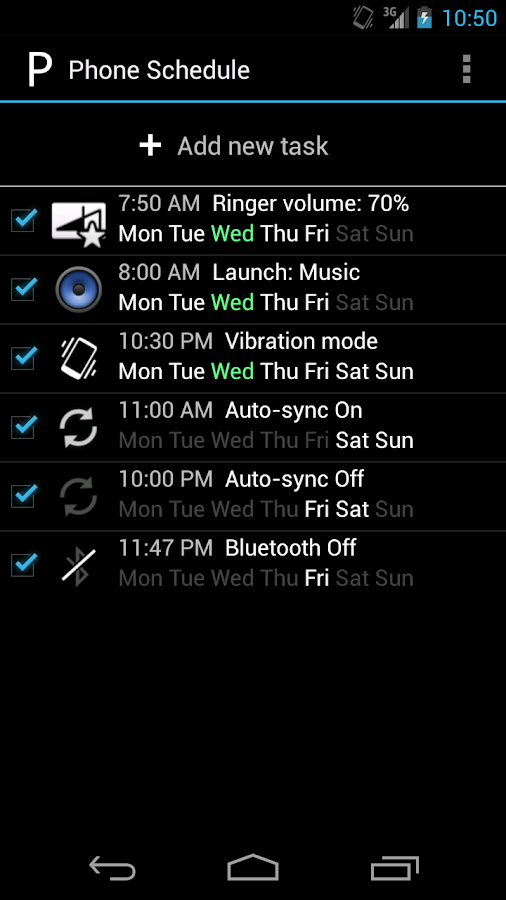 Phone Schedule - screenshot