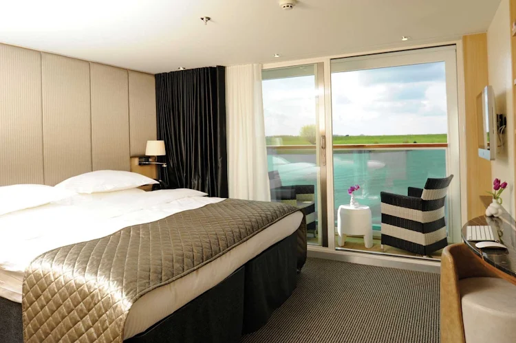 Access to a private balcony a step or two away from your bed is one of the luxuries you will appreciate on Scenic Crystal's Deluxe Balcony Suite.
