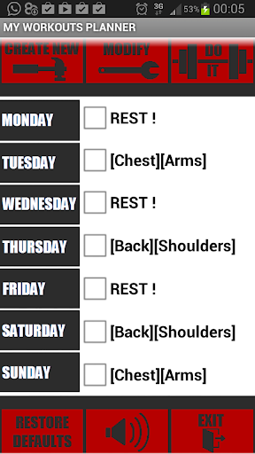 MY WORKOUTS PLANNER