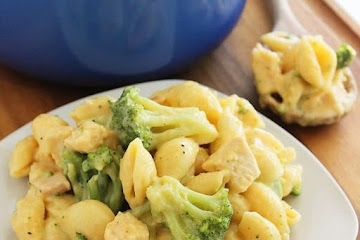 Creamy Broccoli Chicken Shells and Cheese