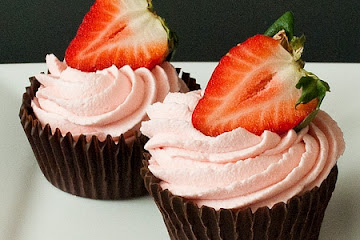 Strawberry White Chocolate Mousse Filled Chocolate Cups