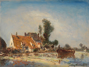 RIJKS: Johan Barthold Jongkind: Houses on a Waterway near Crooswijk 1874