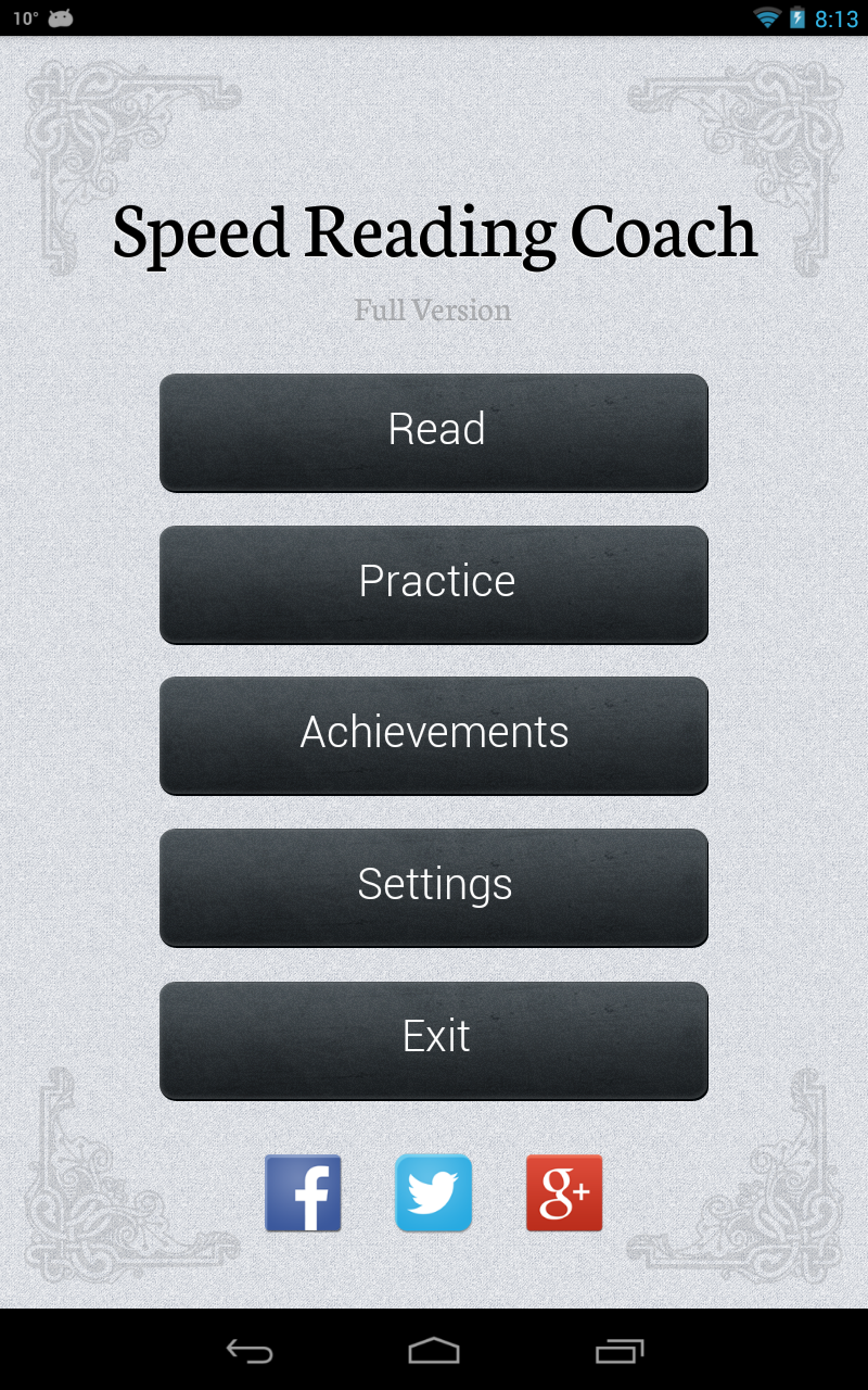 Speed Reader Screen 1