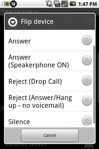 Total Call Control(Shake Call) Screen 3