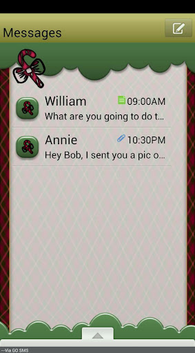 ChristmasPlaidQT GO SMS THEME