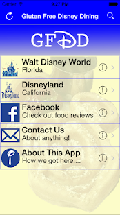 Android application Gluten Free Disney Dining screenshot