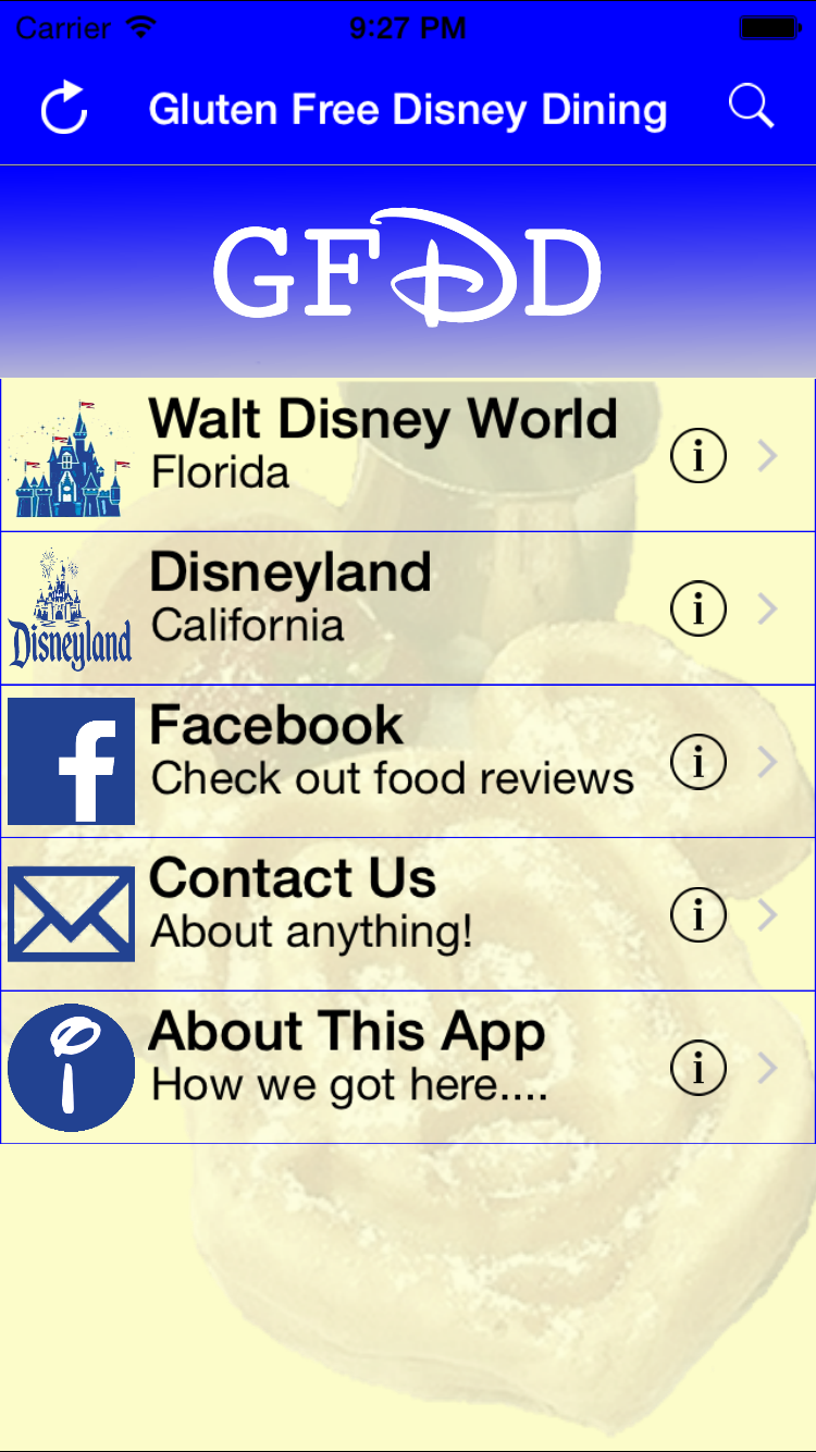 Gluten Free Disney Dining Screen 1