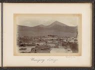 View of the Phari town with mountains on the background, Tibet