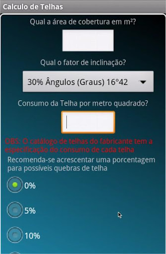 Calculo de Telhas