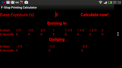 f-Stop Print Calculator